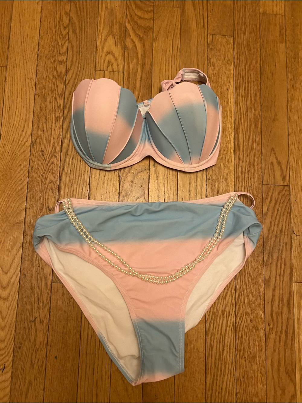 Women’s Fantasy Mermaid Strapless Shell Top Pearl Adorned Bottoms 1X Bikini